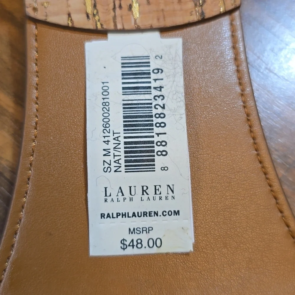 Ralph Lauren Gold and Tan Cork and Stretch Belt